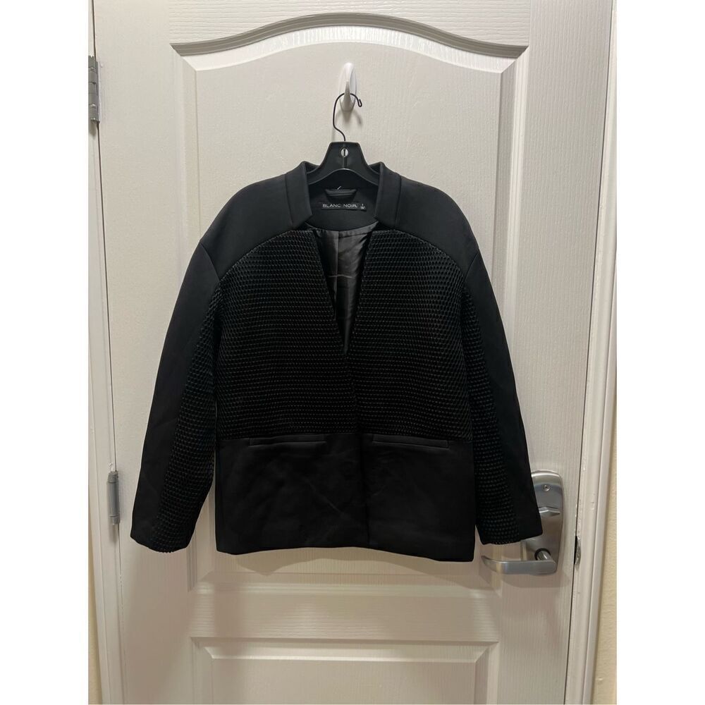 Blanc Noir  Black Mesh Open Jacket with  Collar. Men unisex jacket Size S